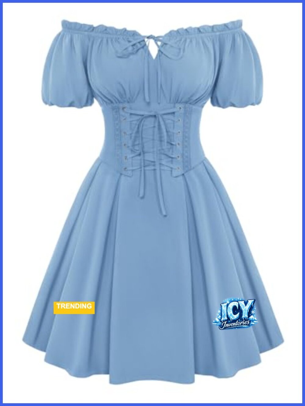 Off Shoulder Corset Mini Dress Lace Up Puff Sleeve Renaissance Fairy